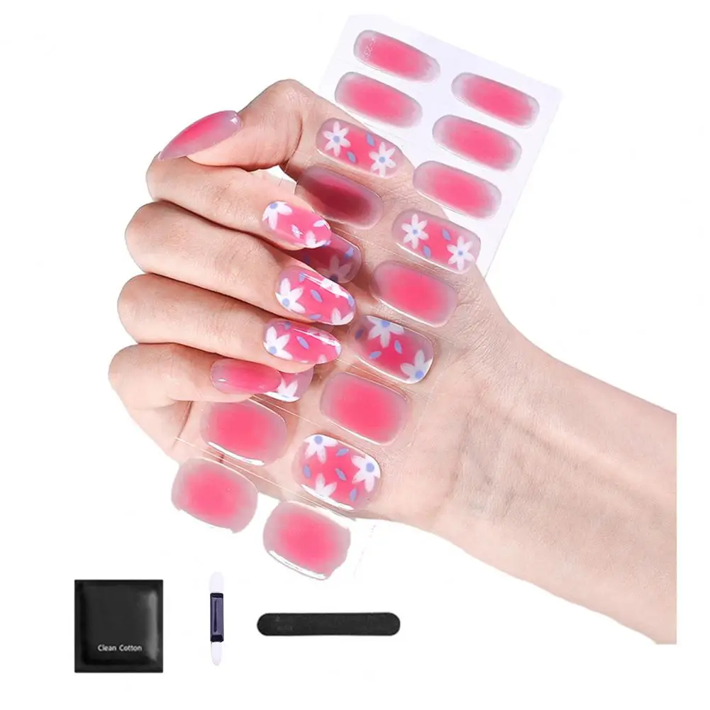 Soft Gel Nail Strip Effortless Nail Styling 24pcs Uv Semi Cured Gel Nail Strips with Easy Application Removal with Nail File Diy