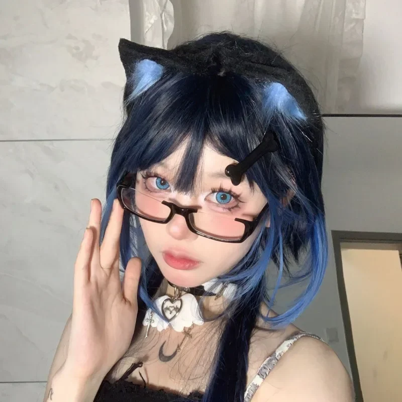 Anime Cosplay Half Frame Eyeglasses Women Lovely No Makeup Plain Glasses Eyewear Imperial Sister Style Decorative Spectacles