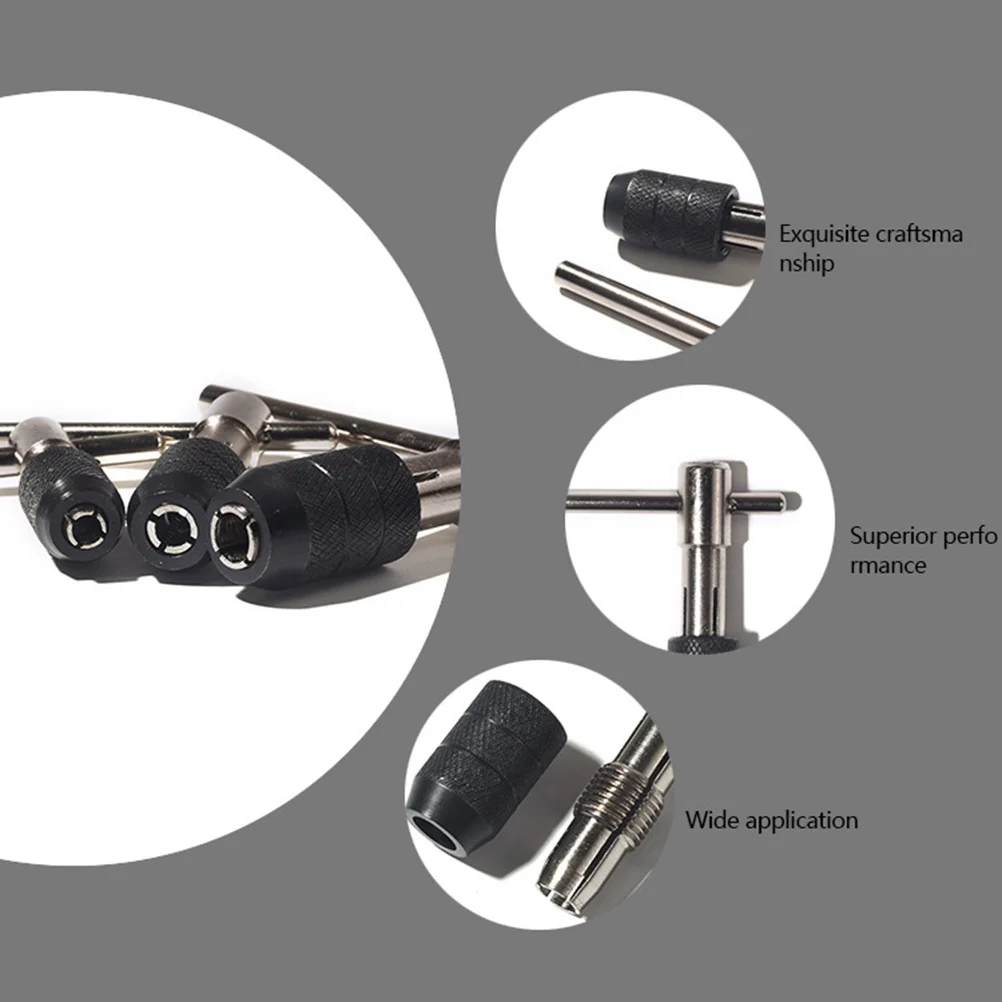 

3Pcs T-Handle Ratcheting Tap Wrench Set Adjustable M3-6 M5-8 M6-12 Durable Steel Ratchet Tap Holder for Metal Aluminum Use