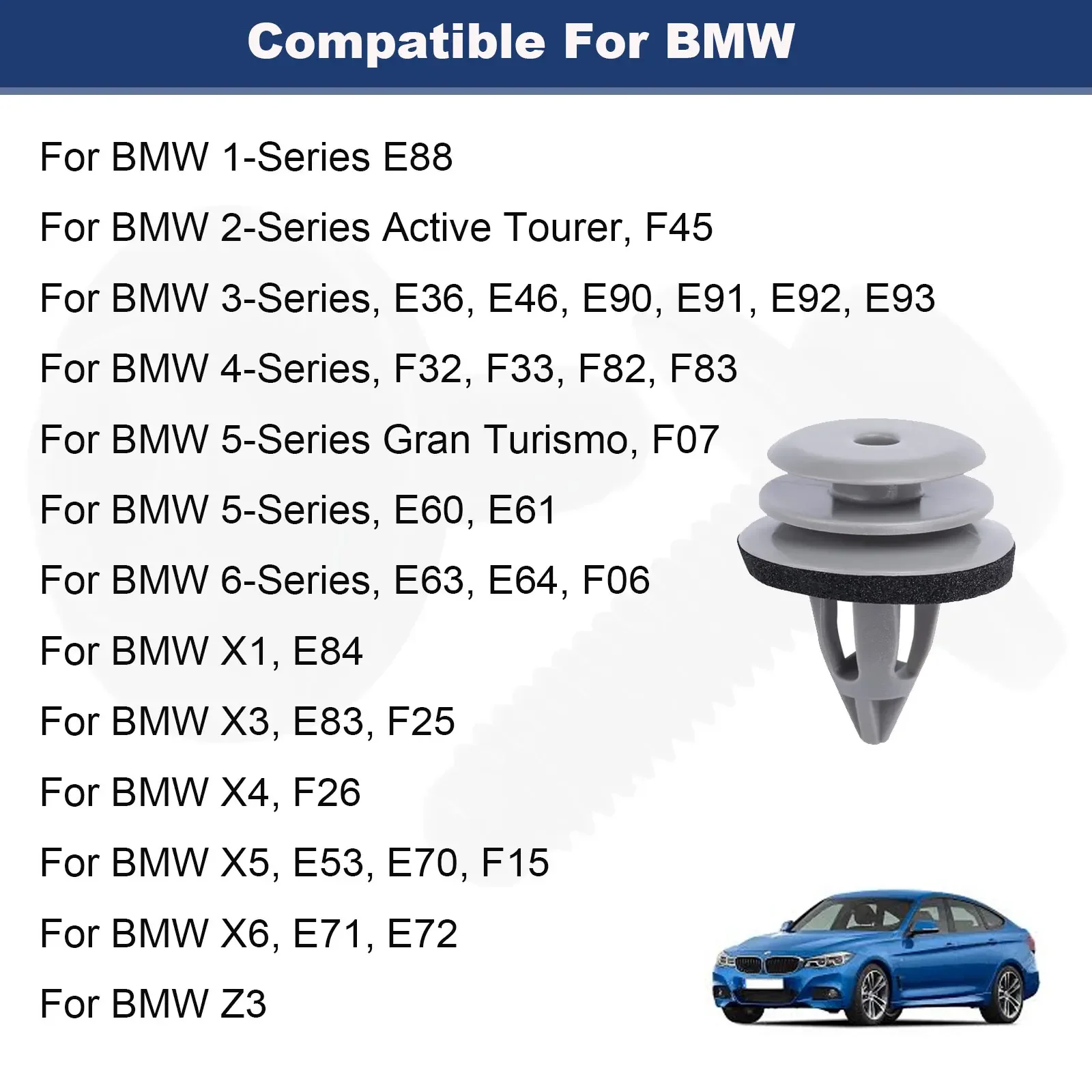 20x Interior Door Card & Trim Panel Fastener Clips For BMW E88 F45 E36 E46 E90 E91 F32 F33 F82 E60 E61 X1 E84 X3 E83 51418224781 view 6