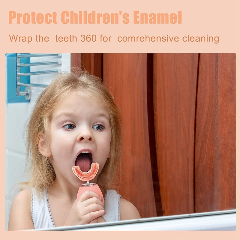 Children U-shaped Electric Toothbrush Mouth-contained Silicone Braces USB Charging Ultrasonic Toothbrush Music English Version