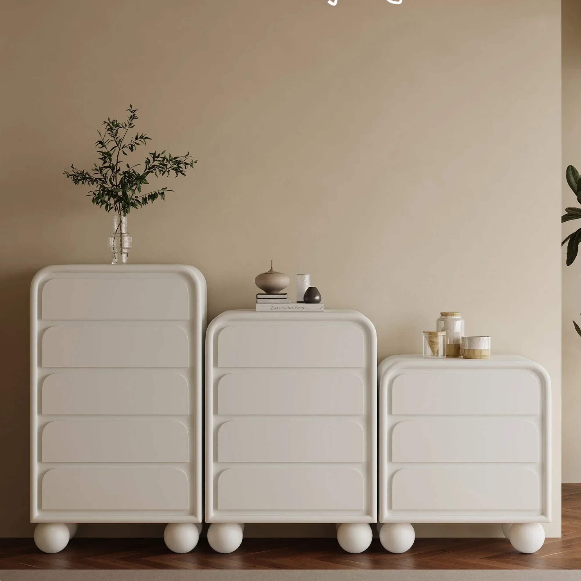 

Solid Wood Three Four Five Chest of Drawers Living Room Wall Cabinet Chest of Drawer Cream Style Bedroom