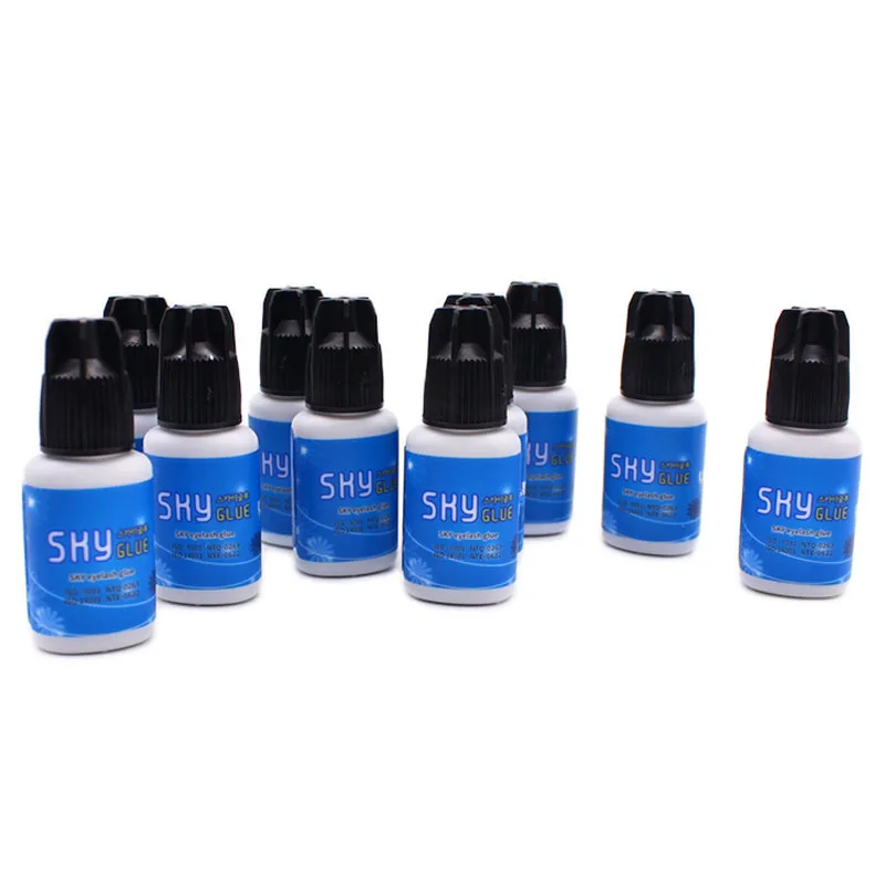 SKY S Plus Cola Cílios Extension Supplies, Ferramentas de Maquiagem, Coréia, Sem Irritação, Adesivo Mais Forte com Saco Original, 5ml, 10 Garrafas