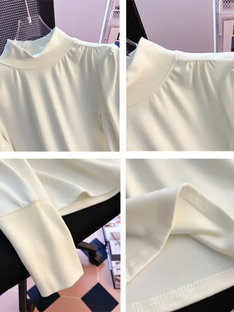 قاعدة منتصف سبتمبر للسيدات irt f-ياقة عالية فقاعة طويلة Sve منتصف Ne عادية طول القطن الكورية Sle #5