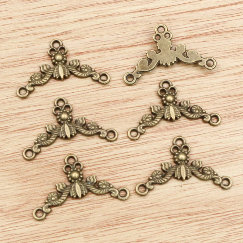 30pcs 26x15mm Argento Antico Placcato Bronzo Placcato Fiore di Stile Fatti A Mano Connettore di Fascini Del Pendente: FAI DA TE per il braccialetto collana