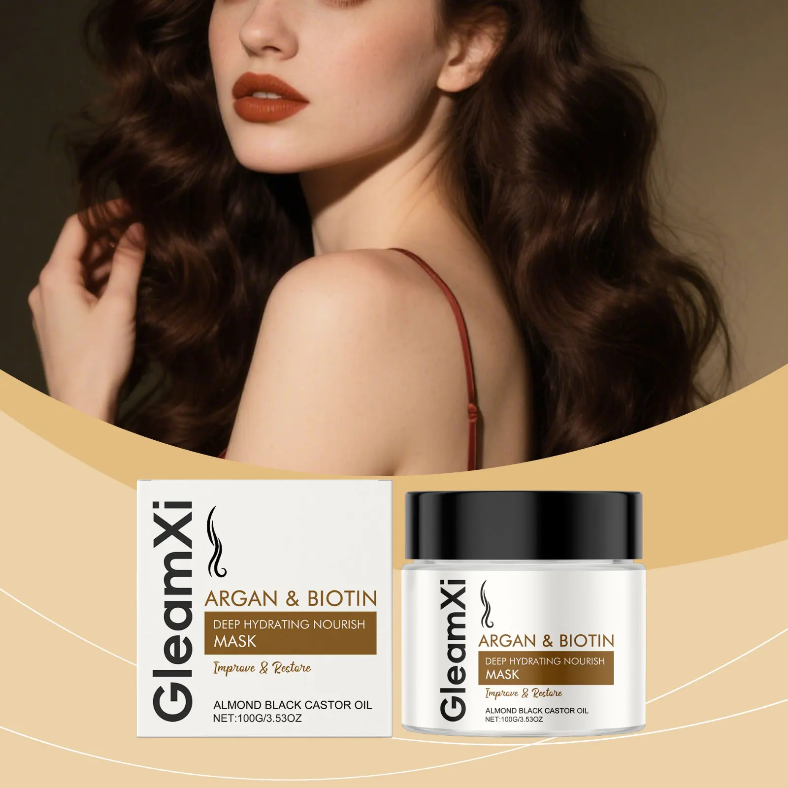 

Argan Oil Hair Mask - Daily Moisturizing Deep Nourishment Repairs Dry Split Ends Enhances Smoothness & Shine Hair Care