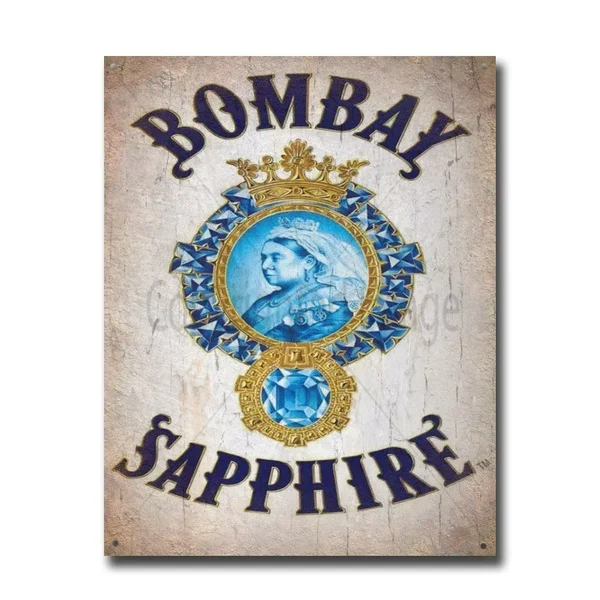 Bombay Sapphire Gin  Retro Tin Sign Metal Sign Metal Poster Metal Decor Wall Sign Wall Poster Wall Decor ,Decor for Home Office