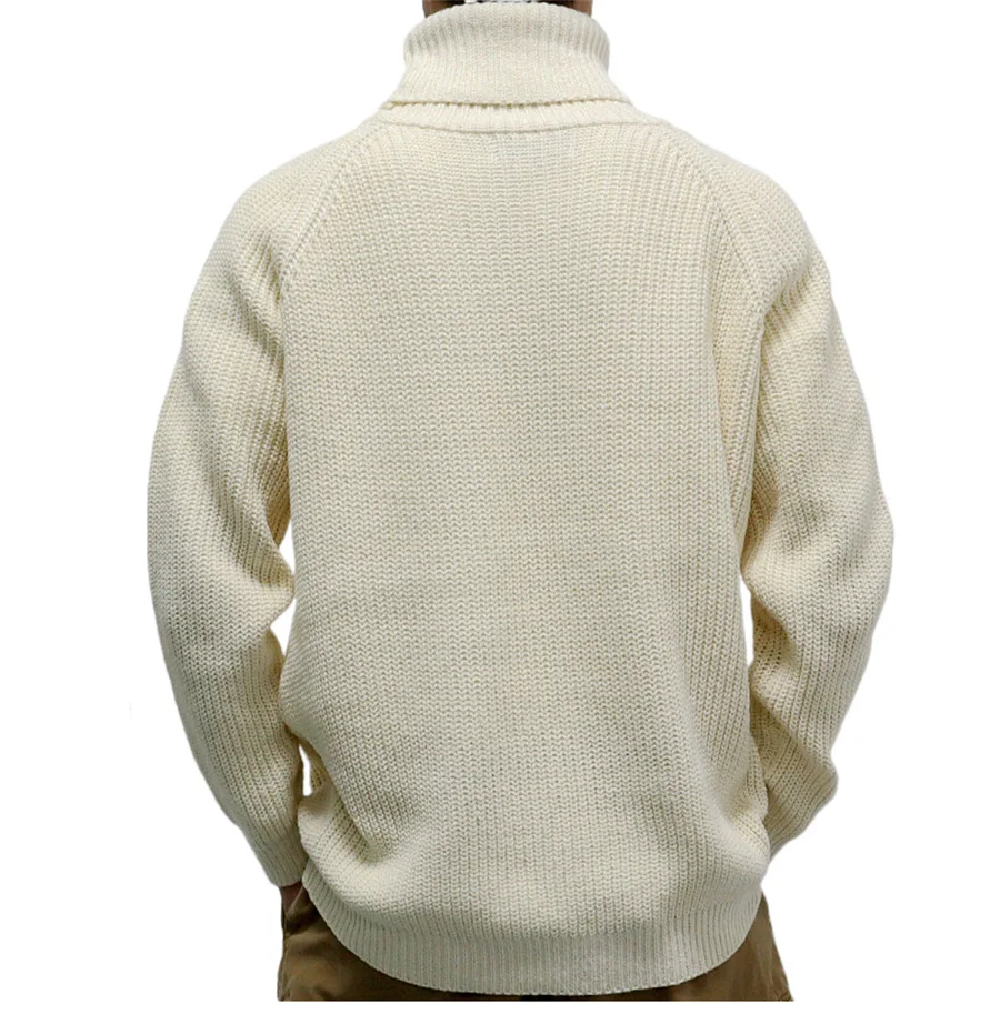 2025 남성용 두껍고 따뜻한 터틀넥 스웨터, 레트로 니트 풀오버, 심플한 남성 의류, 하이 칼라, 루즈 탑, 단색, 가을, 겨울