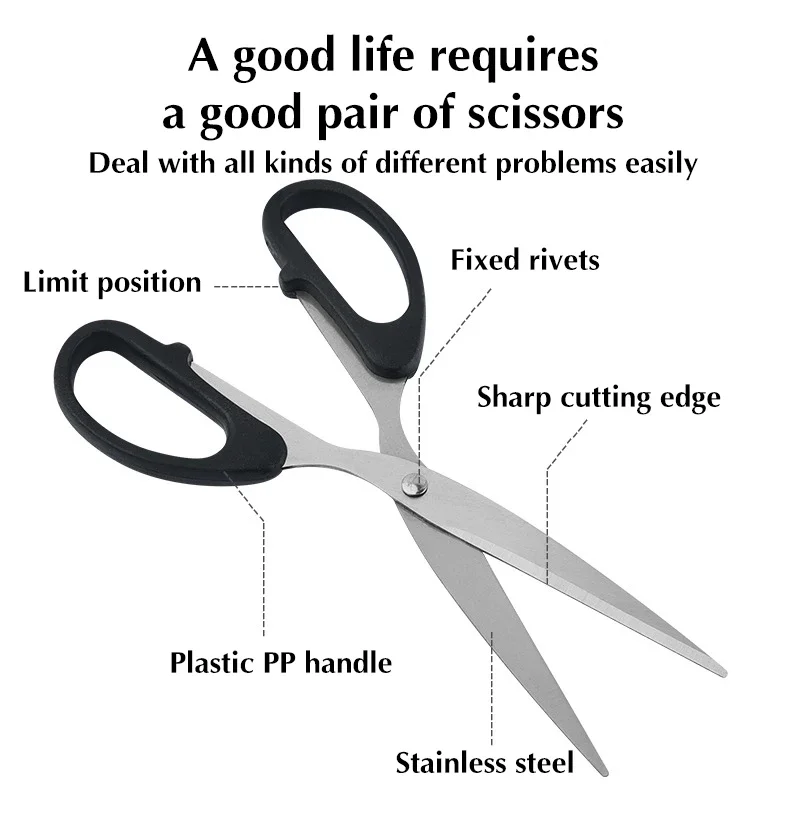 مقص 7.9 بوصة، شفرات من الفولاذ المقاوم للصدأ، مقبض ناعم، مناسب للمنازل والمكاتب والمدارس، لجميع الأغراض #5