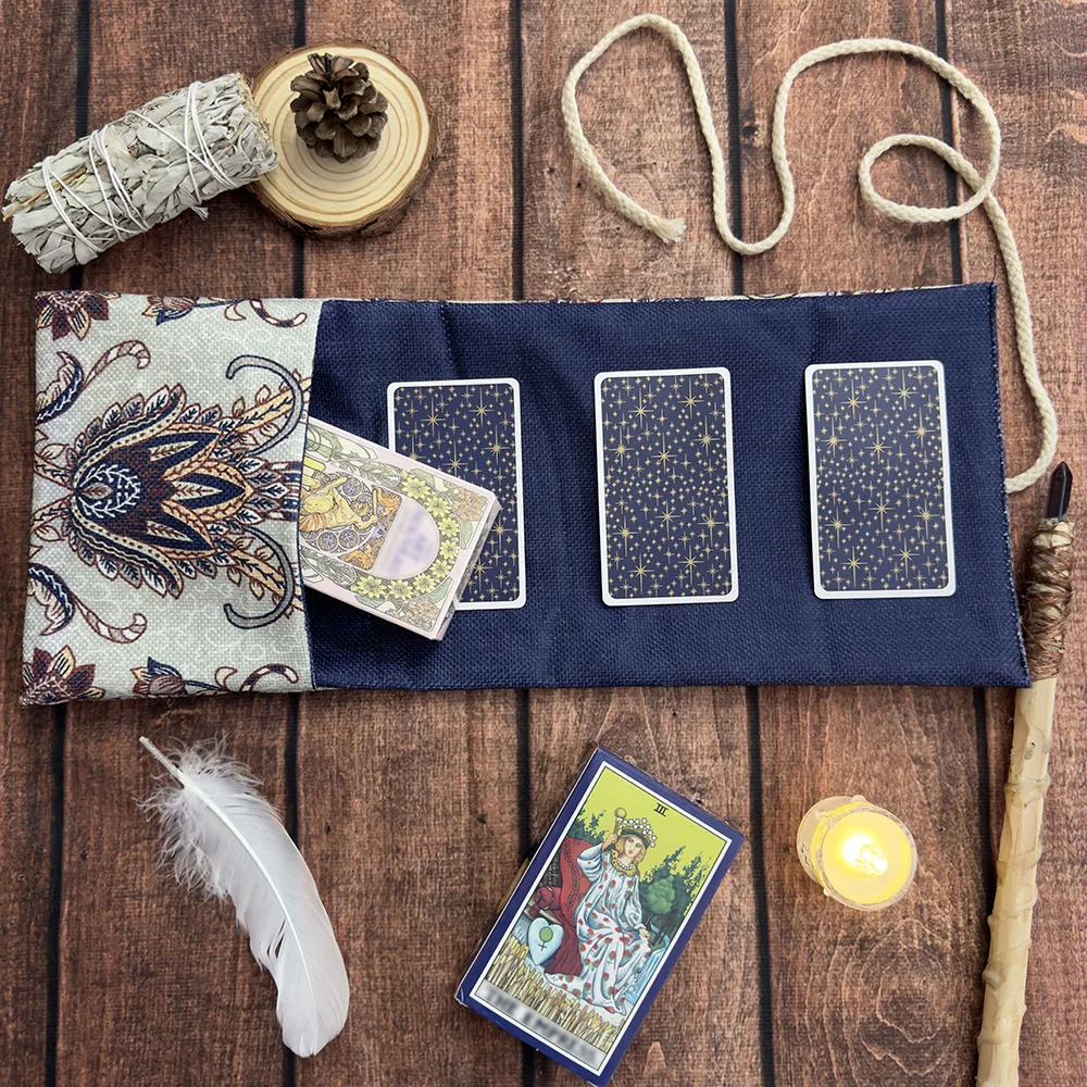 Vintage Paisley Muster Tarot Aufbewahrungstasche Retro Blumen & Pflanzen Beutel für Wahrsagerei Hexerei Astrologie Mystische Geschenktüte