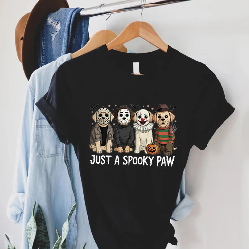 T-Shirt pour femmes à manches courtes été juste une patte effrayante haut imprimé Halloween chien mode tendance T-Shirt col rond vêtements