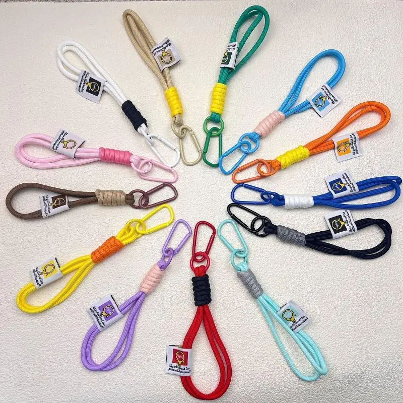 Iridescent Braid Rope Keychain Heavy Duty Carabiner Key Ring Shiny Decor for Handbag Pendant Hiking Outdoor UseNew