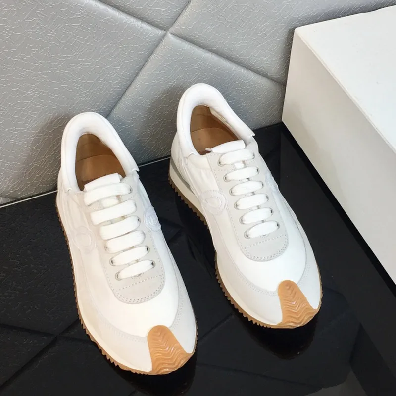 2023 New Genuine Leather Casual Sneakers Men And Women Thick Sole Platform Shoes Designer Lace Up Walking Sports Ladies Shoes