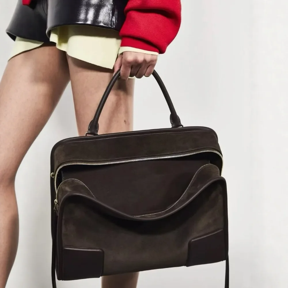 

2026 Spring Summer Fashion Versatile Large-capacity Handbag Light Luxury High-quality Matte Cowhide Shoulder Messenger Bag