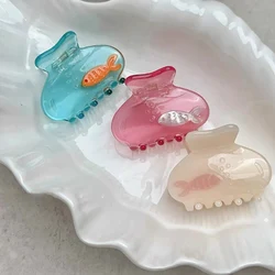 Funny Cute Fish Acetate Hair Claw Clip Small Size Transparent Color Animal Geometric Hair Clips Half Hair Women Hair Accessories