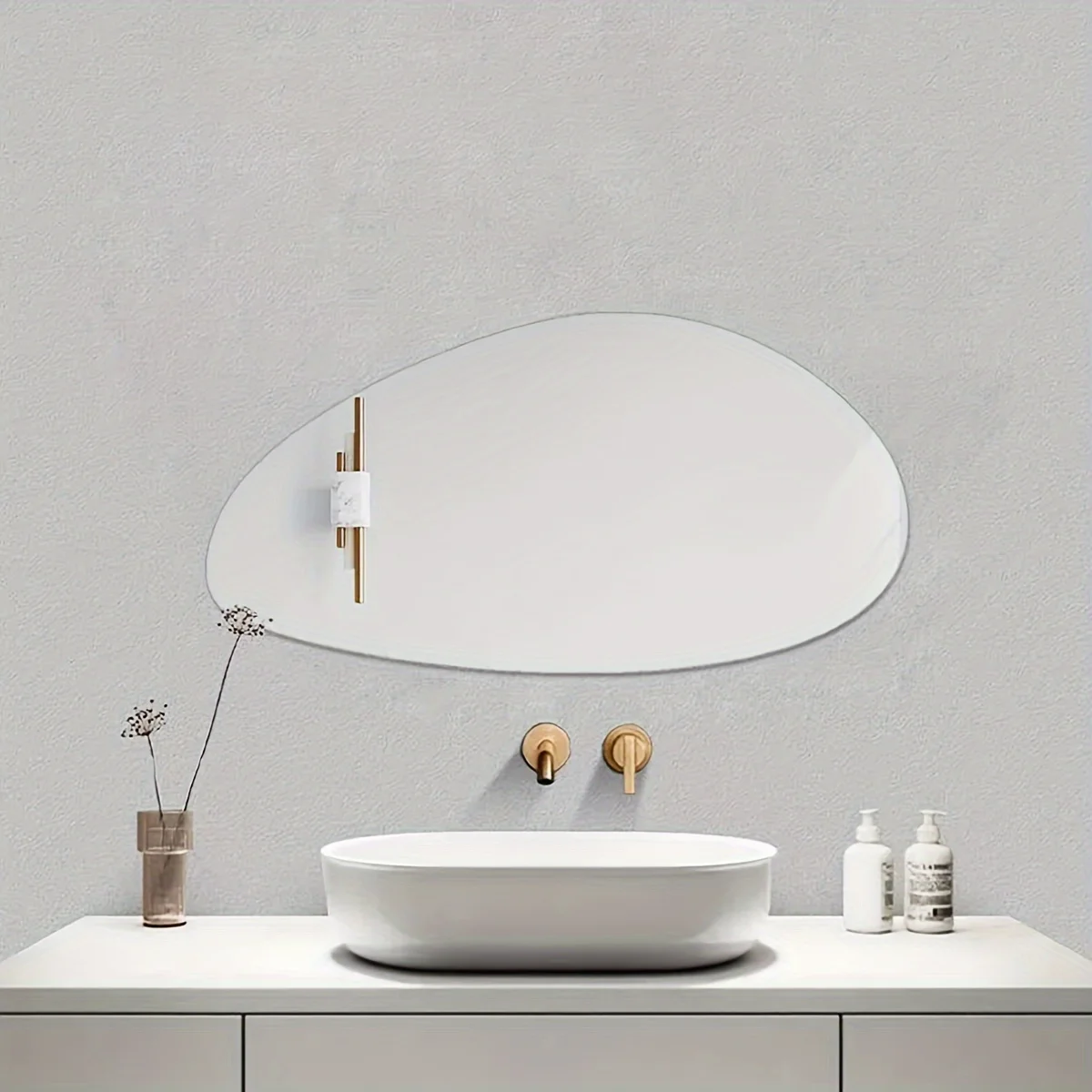 Water Droplet  Irregular Bathroom Acrylic Shatterproof Mirrors, Non Glass Mirror Decor for Bedroom, Living Room, Wall Mirror