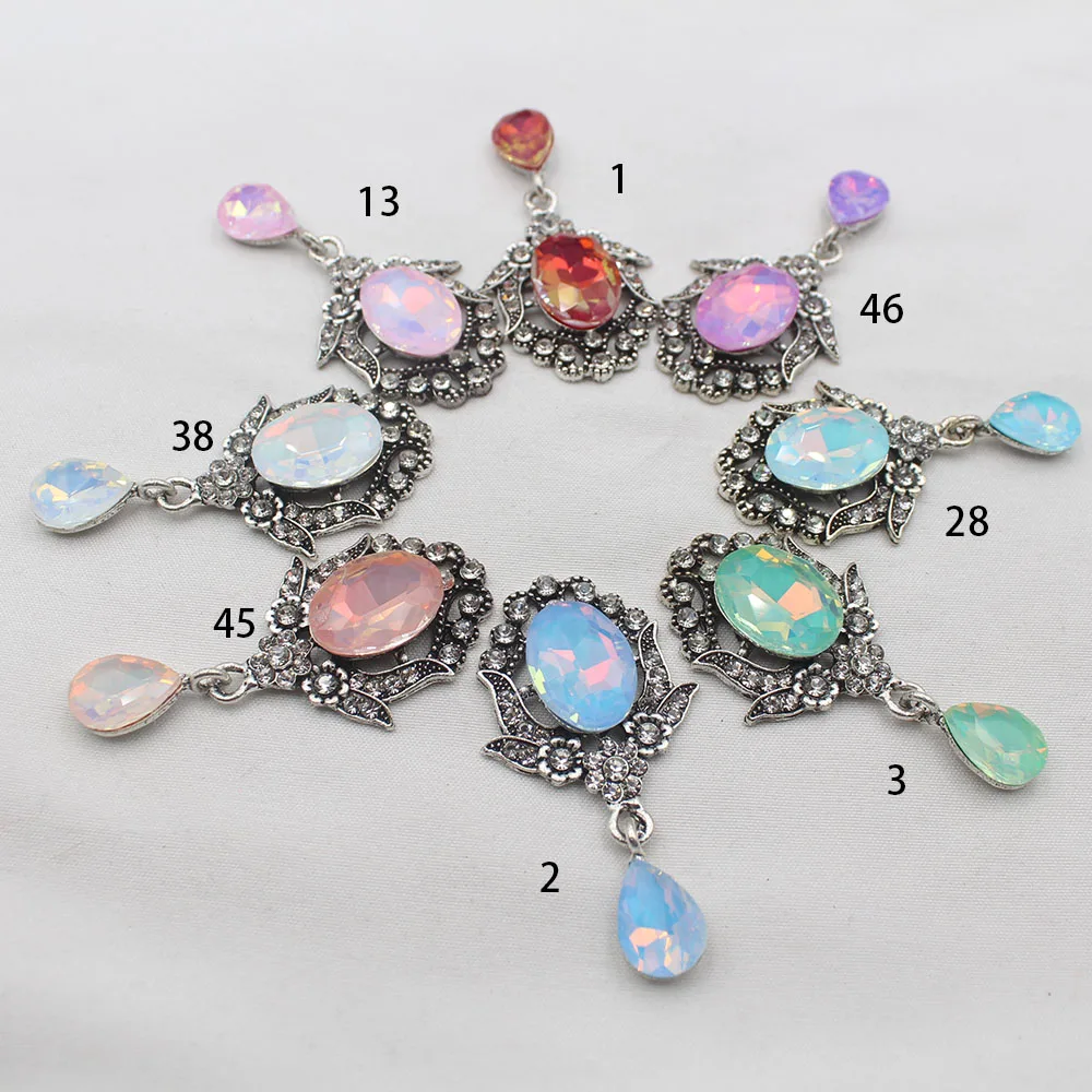 10 pieces/box of vintage diamond crystal water droplet pendants, made of mocha material, DIY shoes, clothes, forehead chain craf