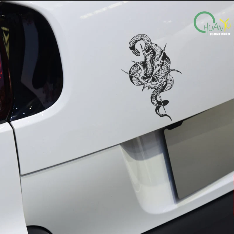 Personalized Dark Gothic Thorns Wrapped Snake Decorative Car Sticker to Cover Scratches Waterproof Reflective Decal