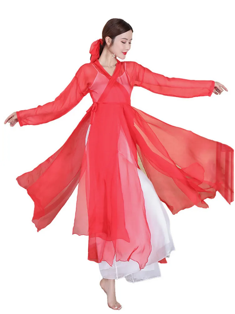 Oriental Dance Dress Chinese Classical Dance Women Pants Ladies Transparent Mesh Cheongsam Tops Classical Dance Clothing