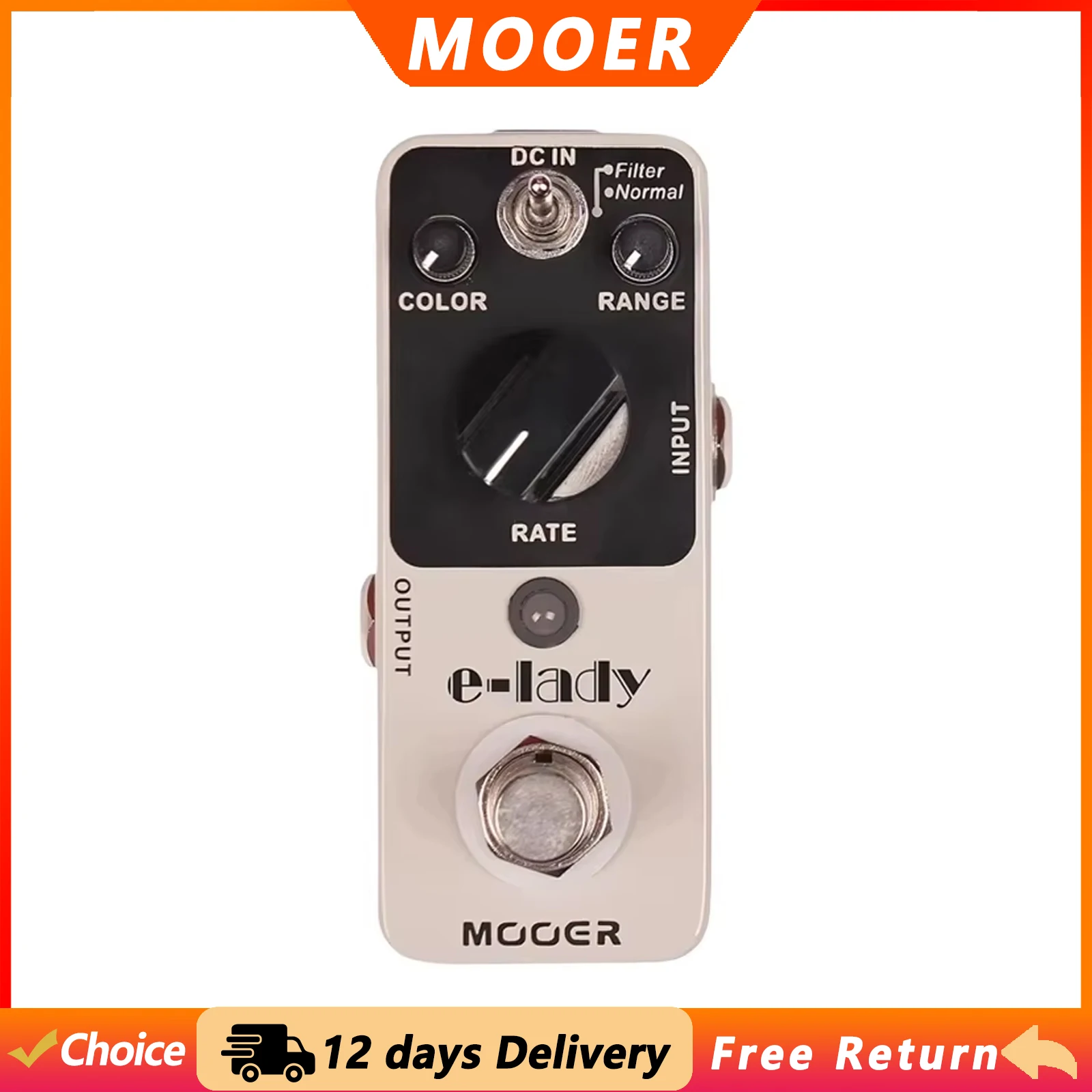 MOOER E-Lady Guitar Analog Flanger Effect Pedal True Bypass 2 Modes(Normal/Filter) Pedal Electric Guitar Parts & Accessories