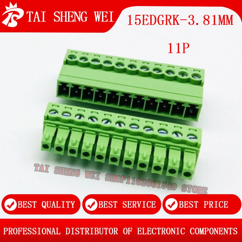 Aerial Butt Welding Type 15EDGRK-3.81mm Plug-in Terminal Block 2EDGRK 11P 12P 13P 14P 15P 16P 18P 20P 22P 24P Male+Female Socket