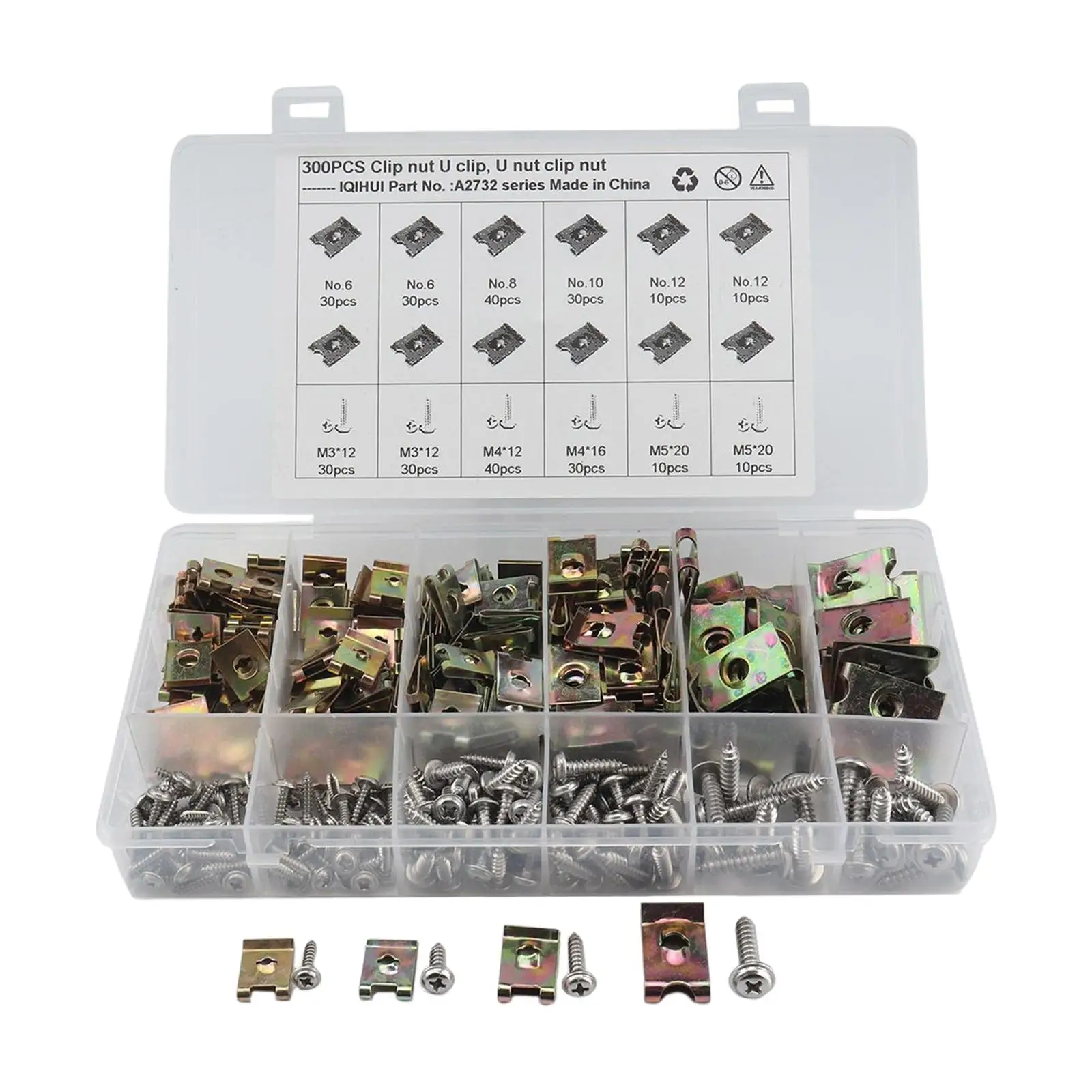 300Pcs Nut Clip and Screw Assortment Speed Fastener for Car