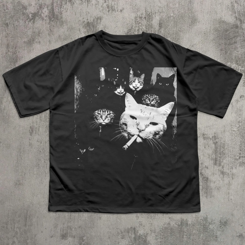 Funny Gangster Cat Shirt Meme Cats Graphic Tee Vintage Cat Lover Shirt Funny Cat Meme Tee Edgy Cat Shirt