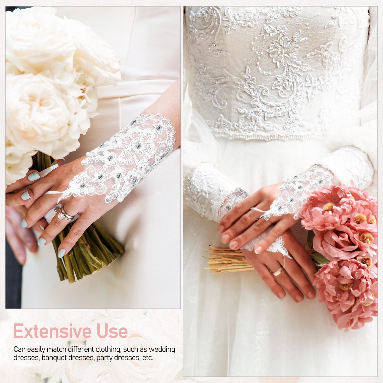 

Elegant Wedding Fingerless Satin Ribbon Rhinestone Embroidery Breathable Women's for Bridal Show Opera Party for Women