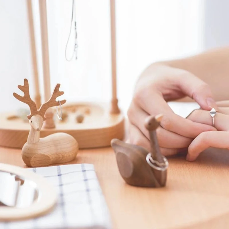 

Jeancard креативное деревянное ювелирное кольцо с изображением животных, подарок на день Vntine для подруги, органайзер для спальни