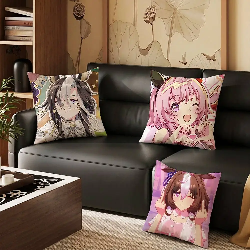 umamusume pretty derby Pillow Case Square Double-Sided Printing Short Plush Sofa Cushion Cover Bedroom Bedside Pillow