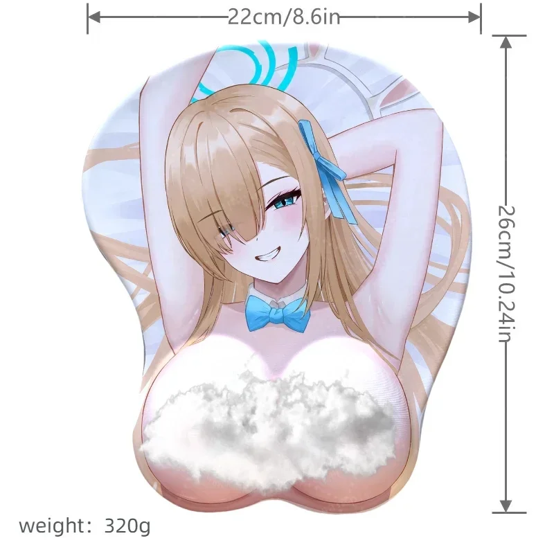 

Blister Packed Chest Mouse Pad Anime Desk Mat Asuna Blue Archive Gamer Special Wristband with 3d Nipples