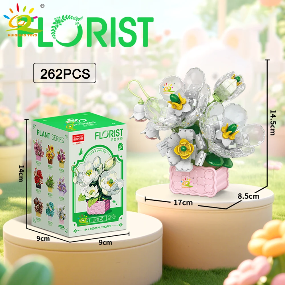 HUIQIBAO MOC Mini Blume mit Vase Modell Micro Baustein Ewiger Blumenstrauß Home Schreibtisch Schreibtisch Pflanze Dekor Ziegel Mädchen Kinder Spielzeug – Detail 13