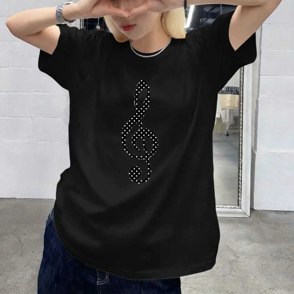 Punk Gothic Harajuku Treble Clef Polka Dot Print T Shirt Women Music Print Aesthetic Emo Girl Fashion Sexy Streetwear Y2k Tees view 2
