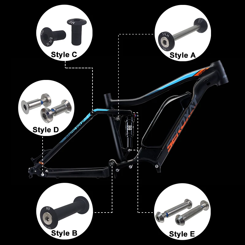 Electric Bike Frame Bolts MTB E-Bike Bicycle Bolt Cycling Mountain Bike Frame Screws E-Bike Parts