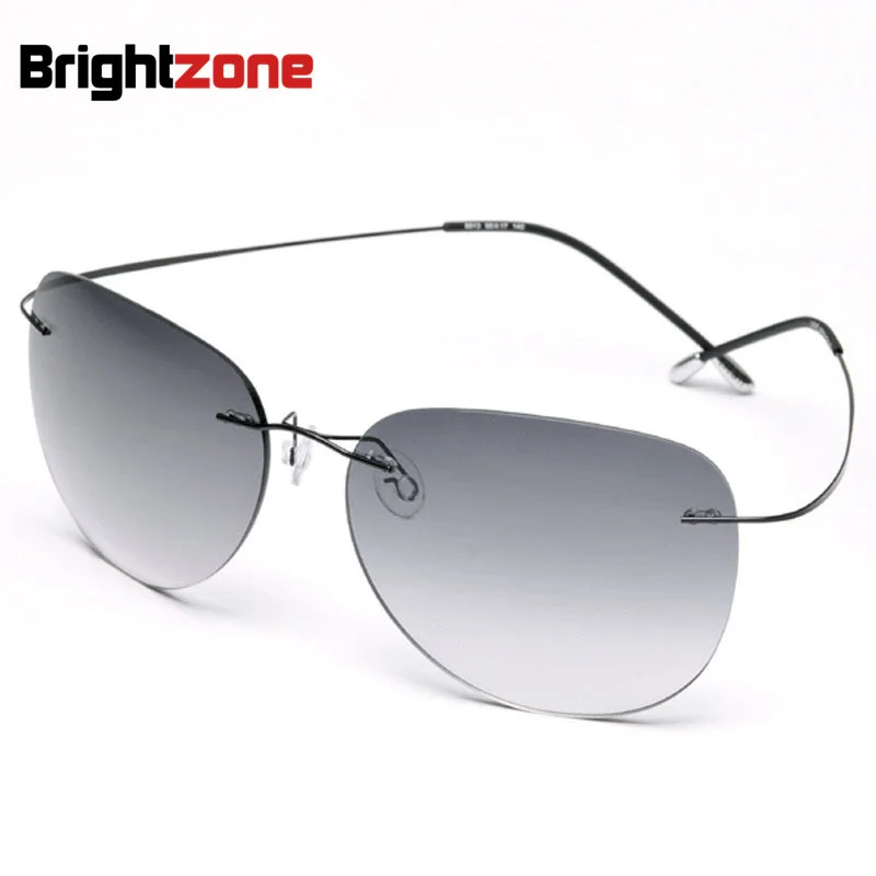 Highest quality New Titanium Frame Gradient Rimless Sunglasses Eyeglasses Men women Driving eyeglasses With Case Oculos de grau