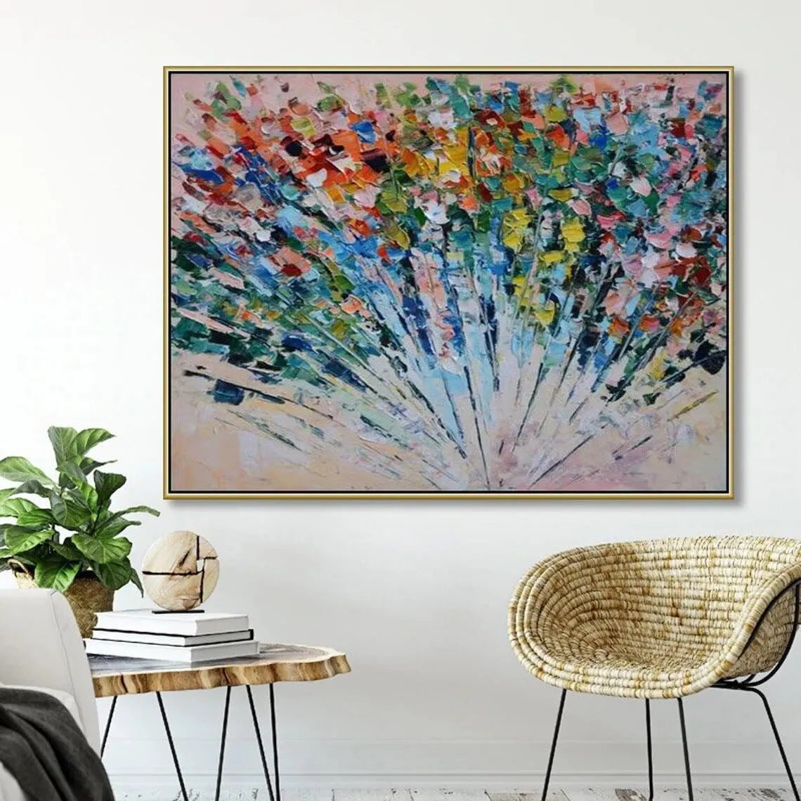 Modern Abstract Hand Painted Oil Canvas Wall Art - Textured Large Painting for Living Room Decor