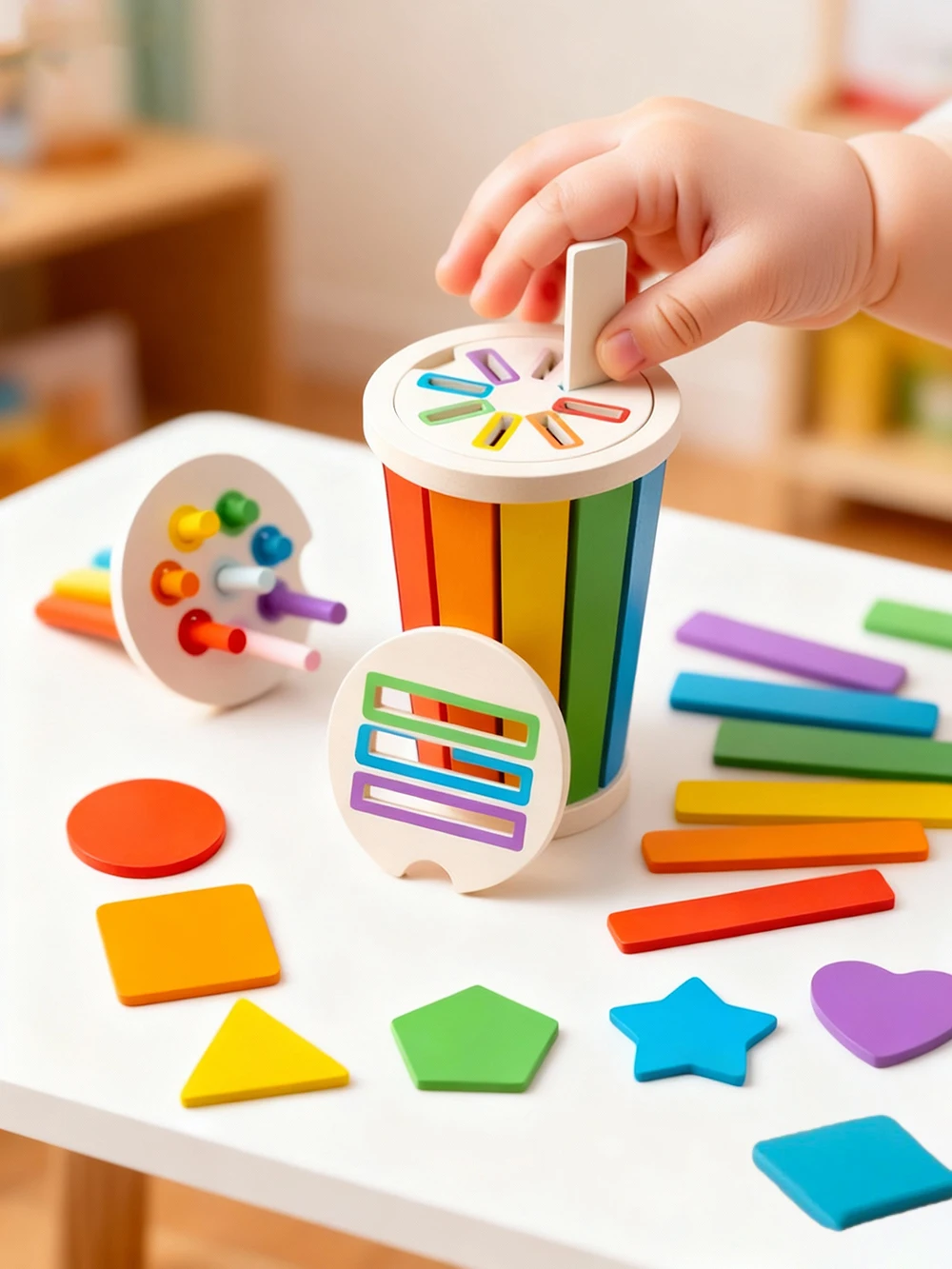 3 em 1 brinquedos de classificação de forma de cor de madeira jogo de correspondência sensorial brinquedos educativos montessori para crianças atividades de aprendizagem pré-escolar