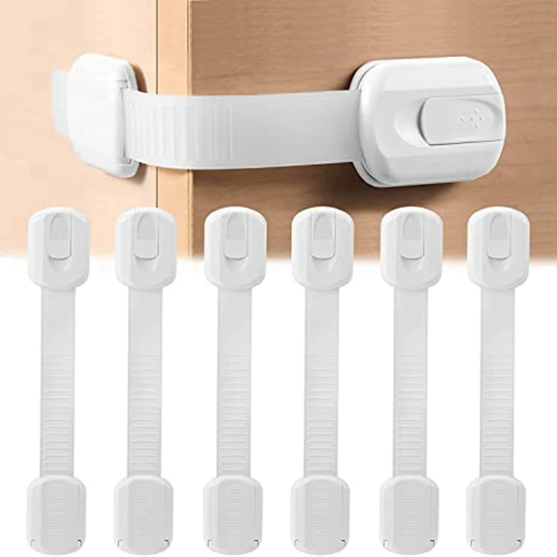 Safety Strap Locks For Fridge,Cabinets And More,Toilet Adjustable Strap,No Drilling Required,Easy Installation 6 Pack