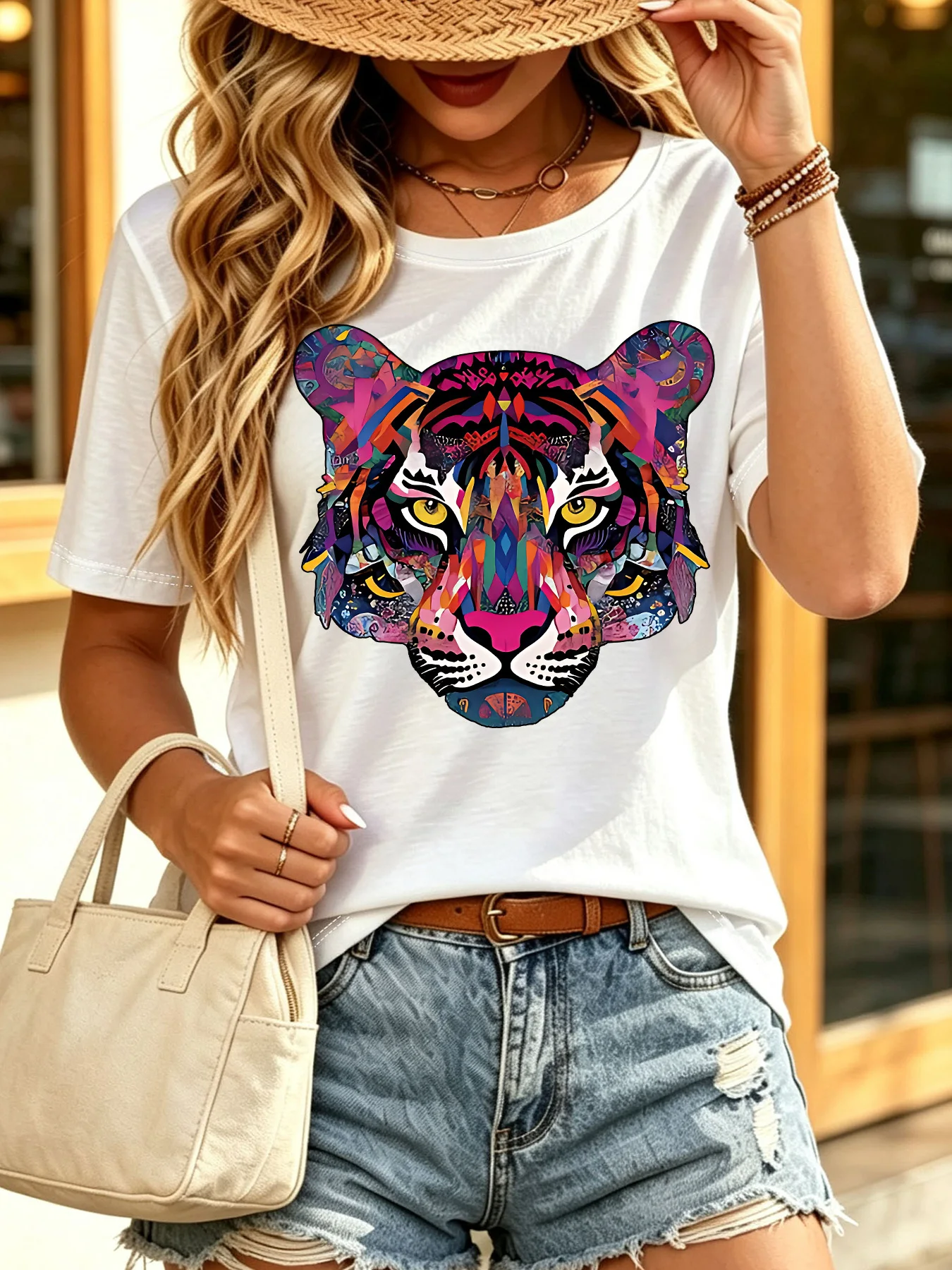 Cute Axolotl And Capybara Noodles Bubble Tea Art Print Graphic Womens T Shirt Short Sleeve Crew Neck Casual Ladies Tee Tops