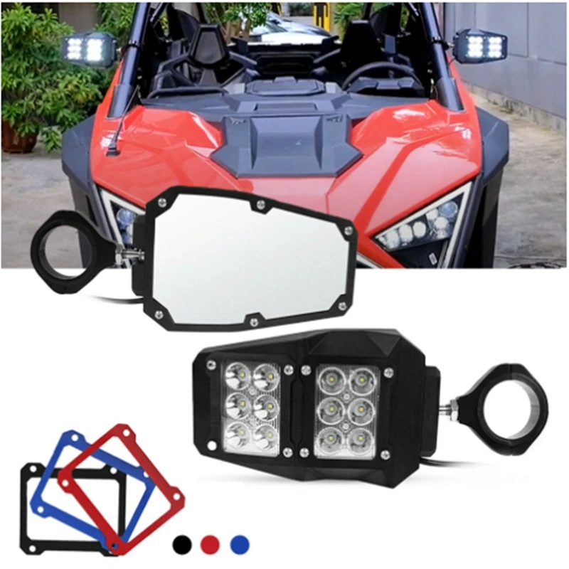 For UTV/ATV All-Terrain Beach Vehicles With Lighted Tri-Colour Rear Frame LED 1.75/2 Inch Rear View Mirror