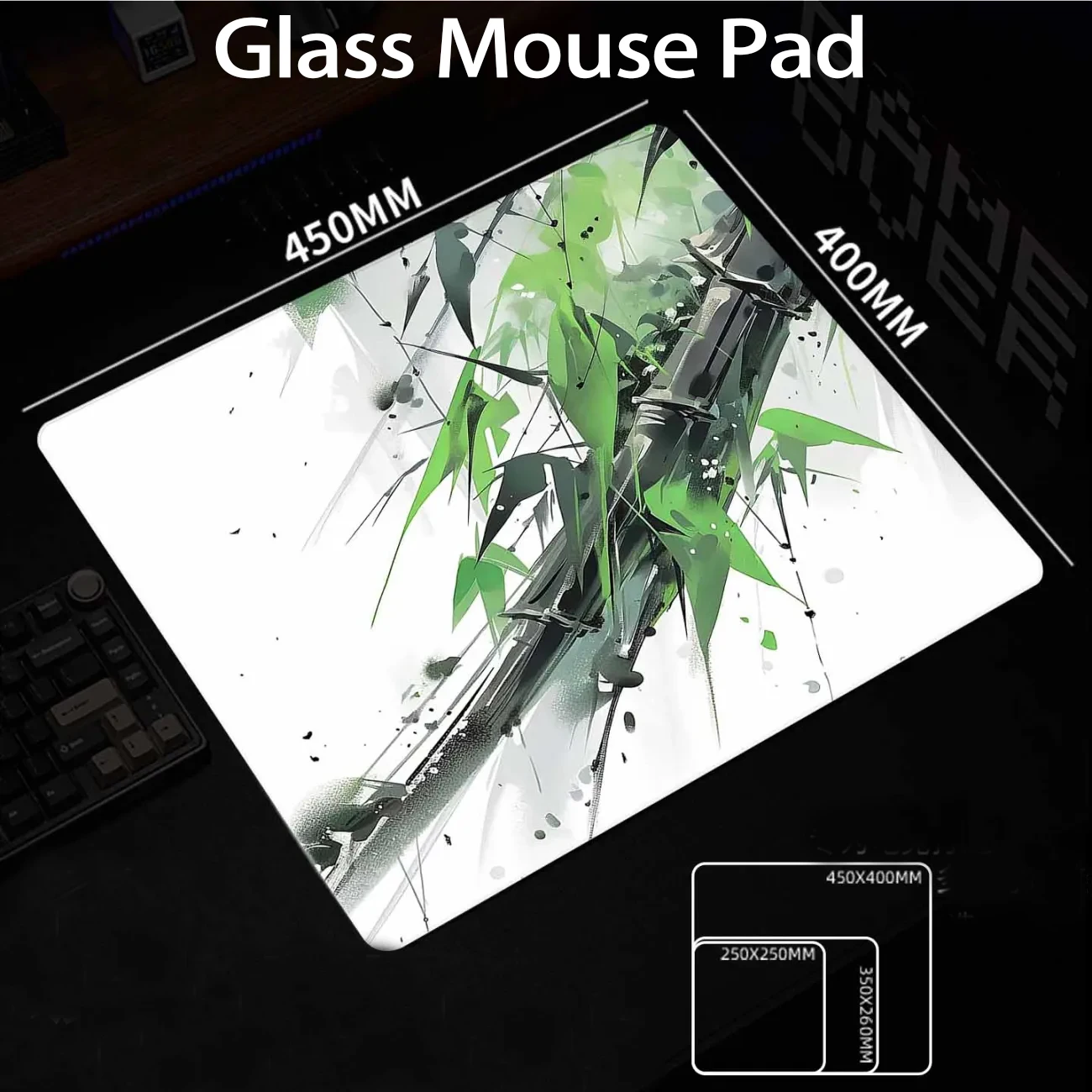 Ink Wash Bamboo Glass Gaming Mouse Pad Smooth Frosted Surface Desk Mat Tempered Upgrade FPS Office Gaming Accessories Mousepad