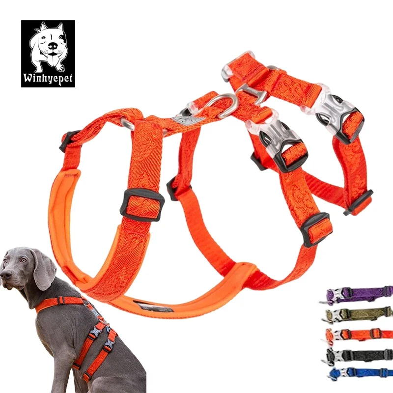 Winhyepet arnês para cães, cinta para animais de estimação, colete ajustável, triplo, anti-fuga, viagem, caminhada, acessórios para animais de