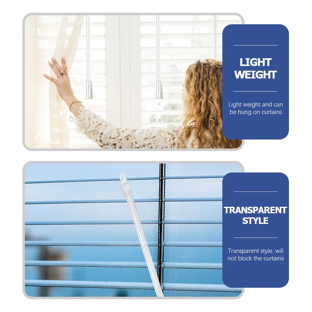 

8pcs Plastic Blind Wands White Replacement Rods For Vertical Blinds Easy Install No Tools Universal Fit Transparent Hooks