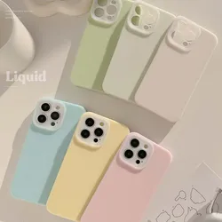 Liquid silicone soft shockproof jane pink blue yellow white green phone case for iphone 11 13 14 promax 15 12 pro max cover