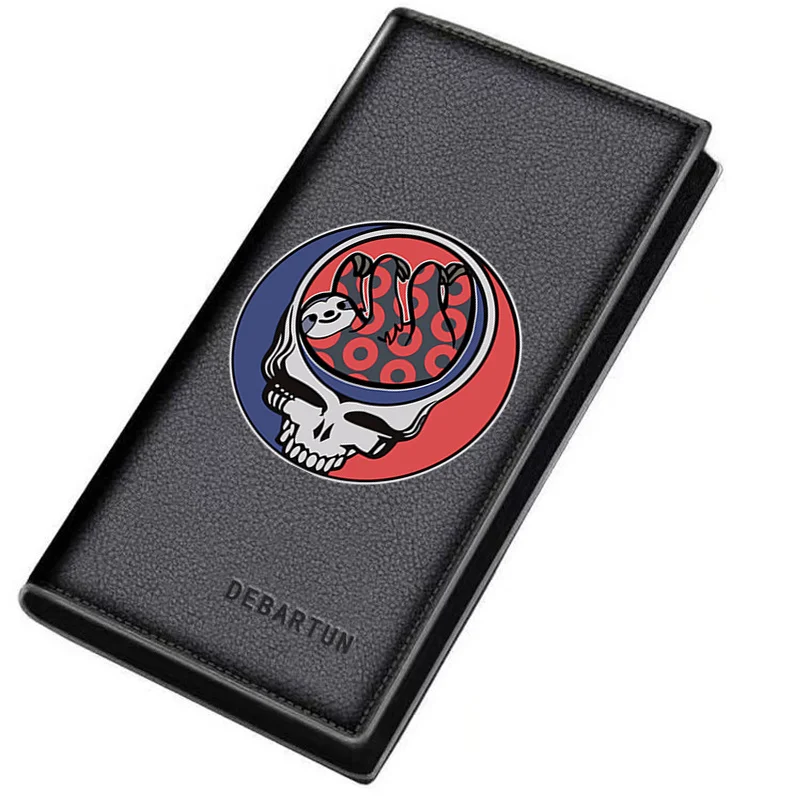 Skull sloth colorful circle design Men's Long Wallets Business Stylish Printing Design Casual Use Christmas Valentine's Father's