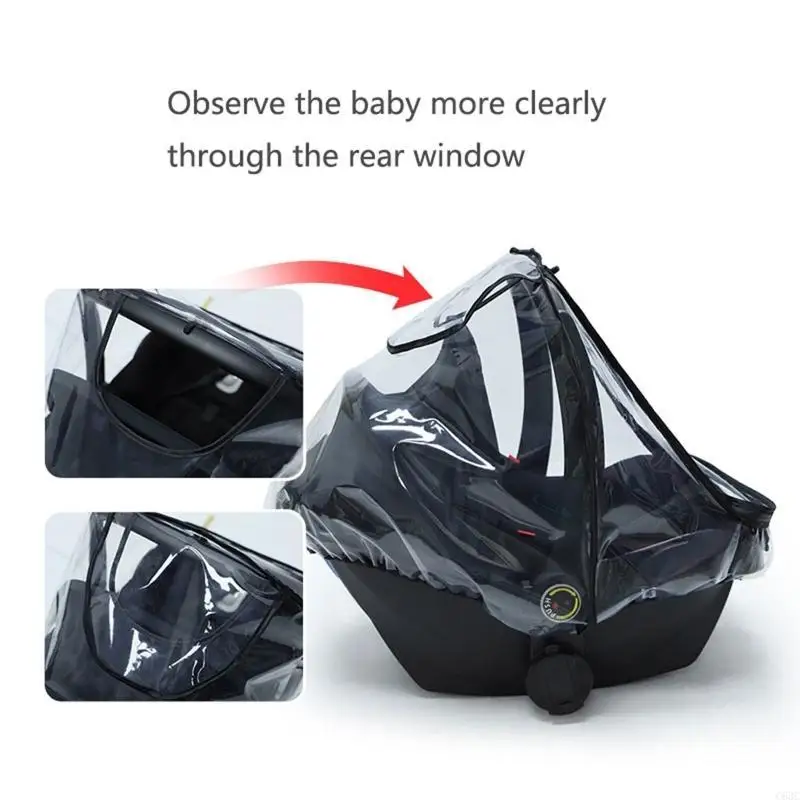 

C63C Baby Car for Seat Rain Cover EVA Stroller Weather Shield Waterproof Windproof Breathable Clear Raincoat