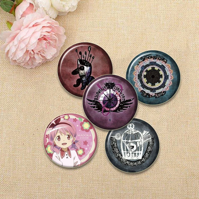 Puella Magi Madoka Magica Cute Anime Pins Kaname Madoka/Akemi Homura/Miki Sayaka/Tomoe Mami Cartoon Brooches HD Print Badge