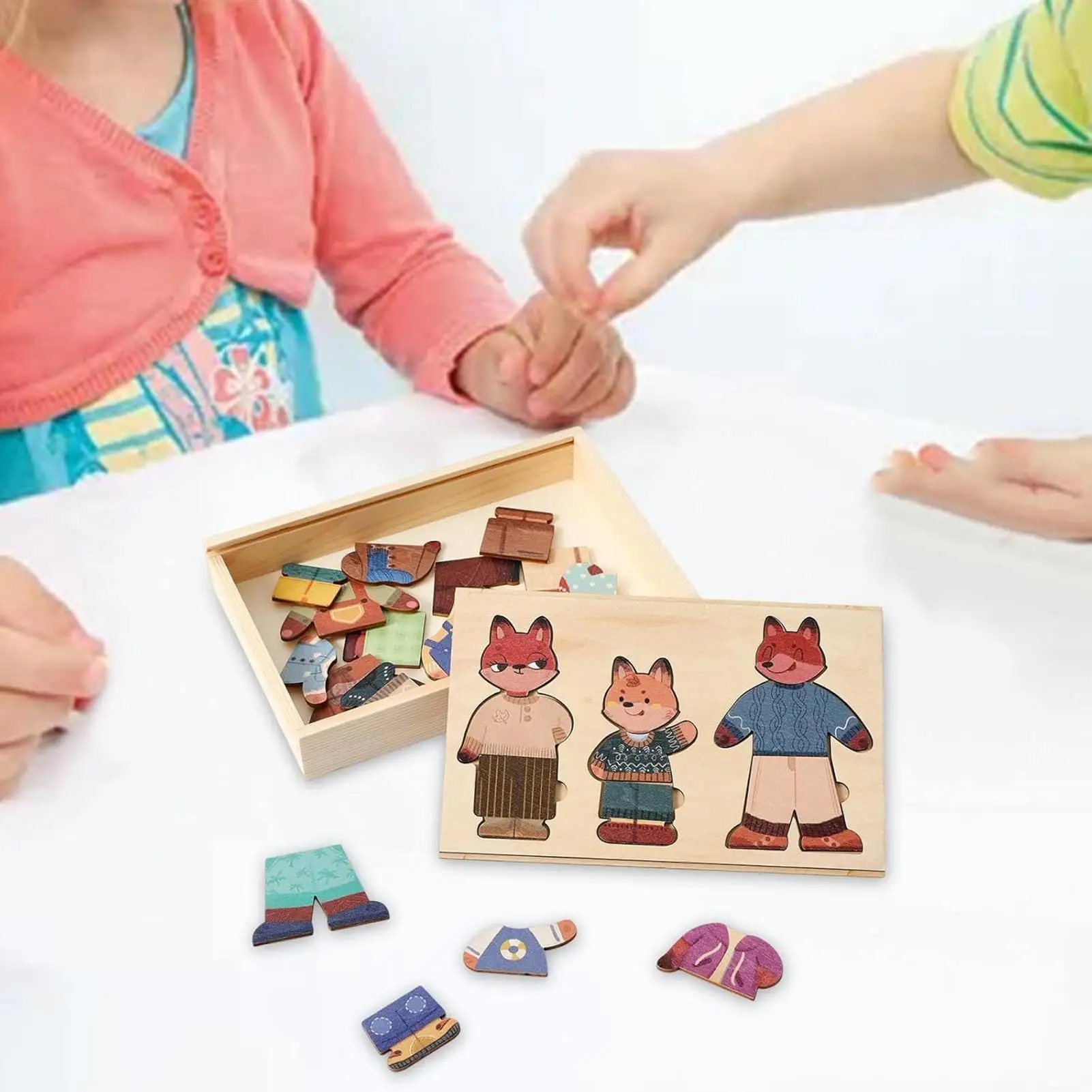 Dress Up Games Animal Design Dress Up Dolls Wooden Educational Board Puzzles Match Play Outfits for Kids Classroom Preschool