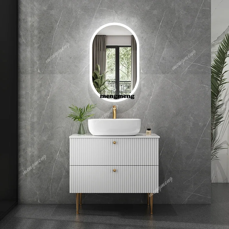 Bathroom Cabinet Combination Bathroom Light Luxury Slate Hand Wash Basin Modern Marble Bathroom Wash Cabinet