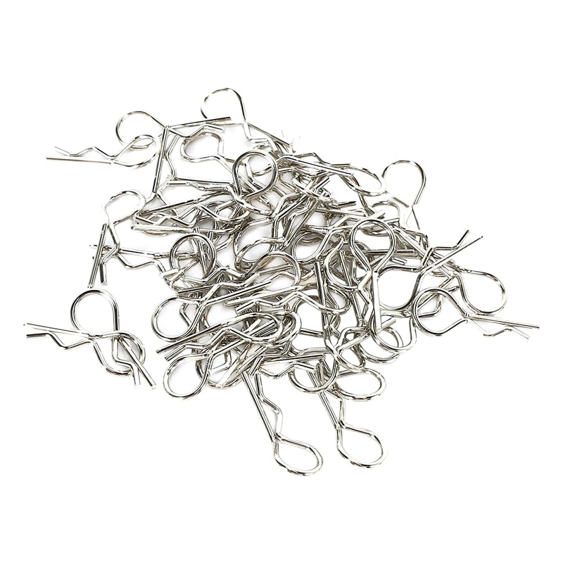 50Pcs Stainless Steel Body Clips Shell Cover Pin Bend For 1/10 RC Car Remote Control Toys Hsp Redcat Exceed Spare Parts